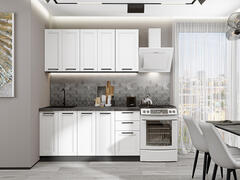 Прямая модульная кухня Нео-01 White Silk - Graphite 2140*1600*600