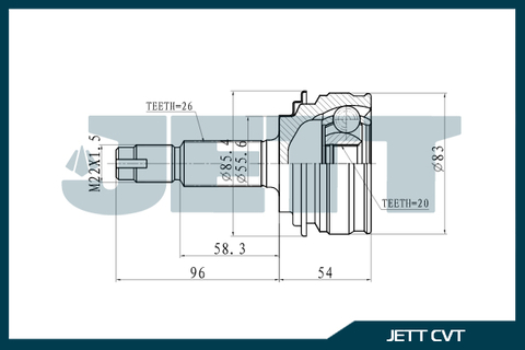 ШРУС внешний JETT V41-9308 (20 шлицов)