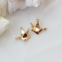 Подвеска Птица голубь с фианитом 15*16 мм, позолота, П327