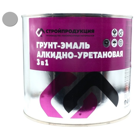 Грунт-эмаль 3 в 1 СЕРЫЙ (банка 2,5 кг, 1.92л)