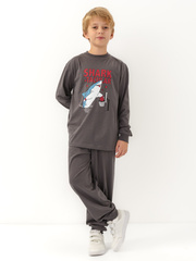 270005C-29 Пижама для мальчика (футболка с длинным рукавом, брюки), Антрацит
