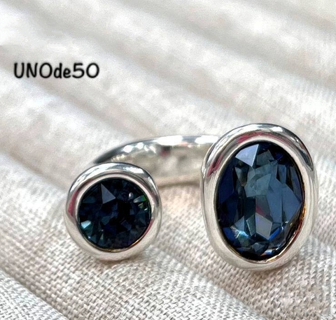 Кольцо разъемное UNOde50 с аквамариновыми вставками
