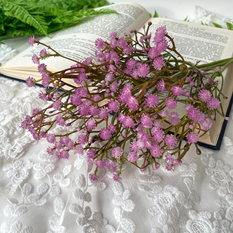 Гипсофила искусственная Сиреневая, высококачественный пластик, на ветке 54 см, набор 2 ветки