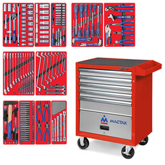 МАСТАК (52-05205R) Набор инструментов "МАСТЕР" в красной тележке, 205 предметов
