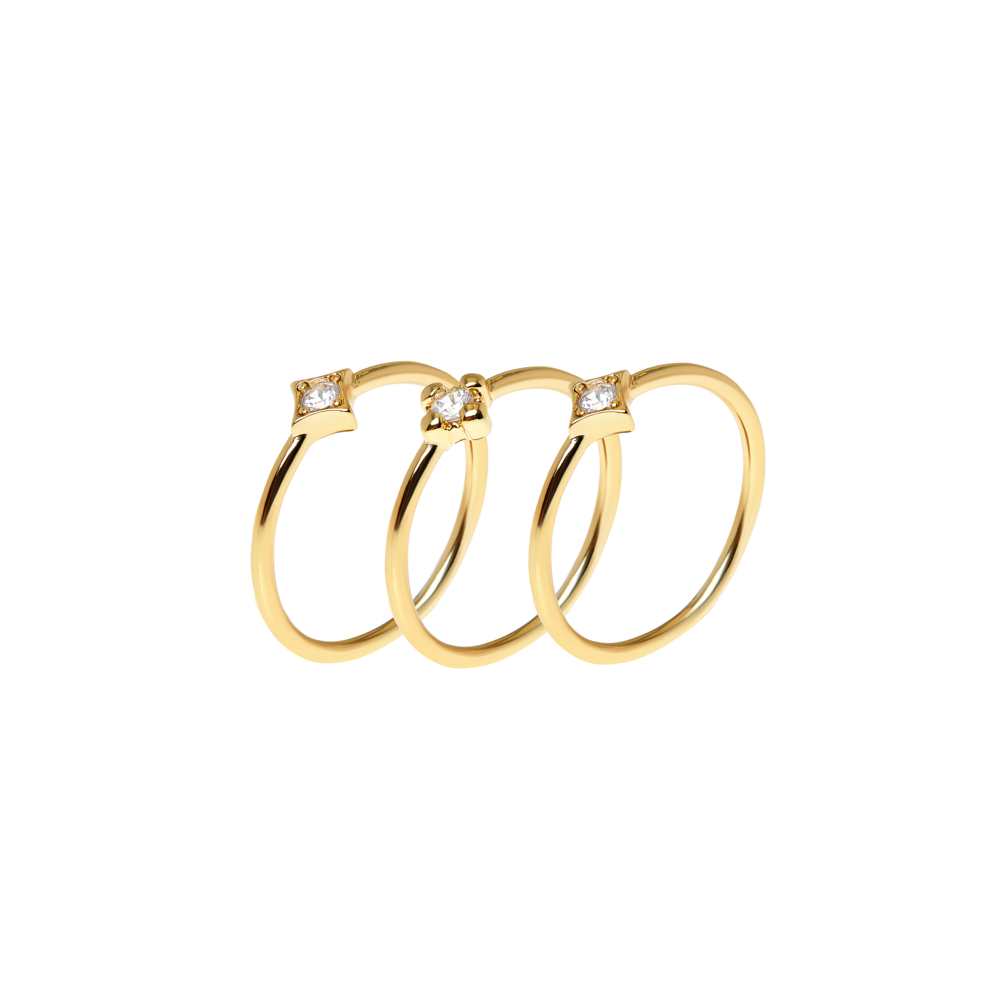 LUV AJ Кольцо Bezel Charm Ring Set – Gold