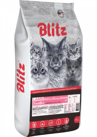 Blitz Sensitive Lamb, кошки, сухой, ягненок (10 кг)