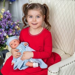 Munecas Antonio Juan Кукла Вега в голубом, озвученная (плач), закрывает глазки, 37см, 1452B