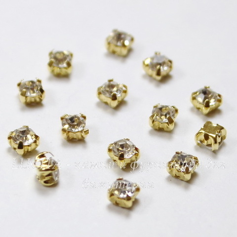 Стразы в цапах Crystal 4 мм (цвет - золото), 20 шт