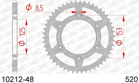 AFAM 10212-48 звезда задняя HONDA CR 250, CRF 150, CRF 450 (ведомая) стальная, 520, (JTR210.48)