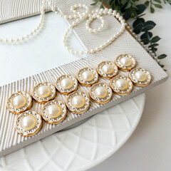 Кабошон с жемчугом, 18 мм, пластиковый, набор 12 шт.