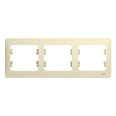 Рамка на 3 поста, горизонтальная. Цвет Бежевый. Schneider Electric Glossa. GSL000203