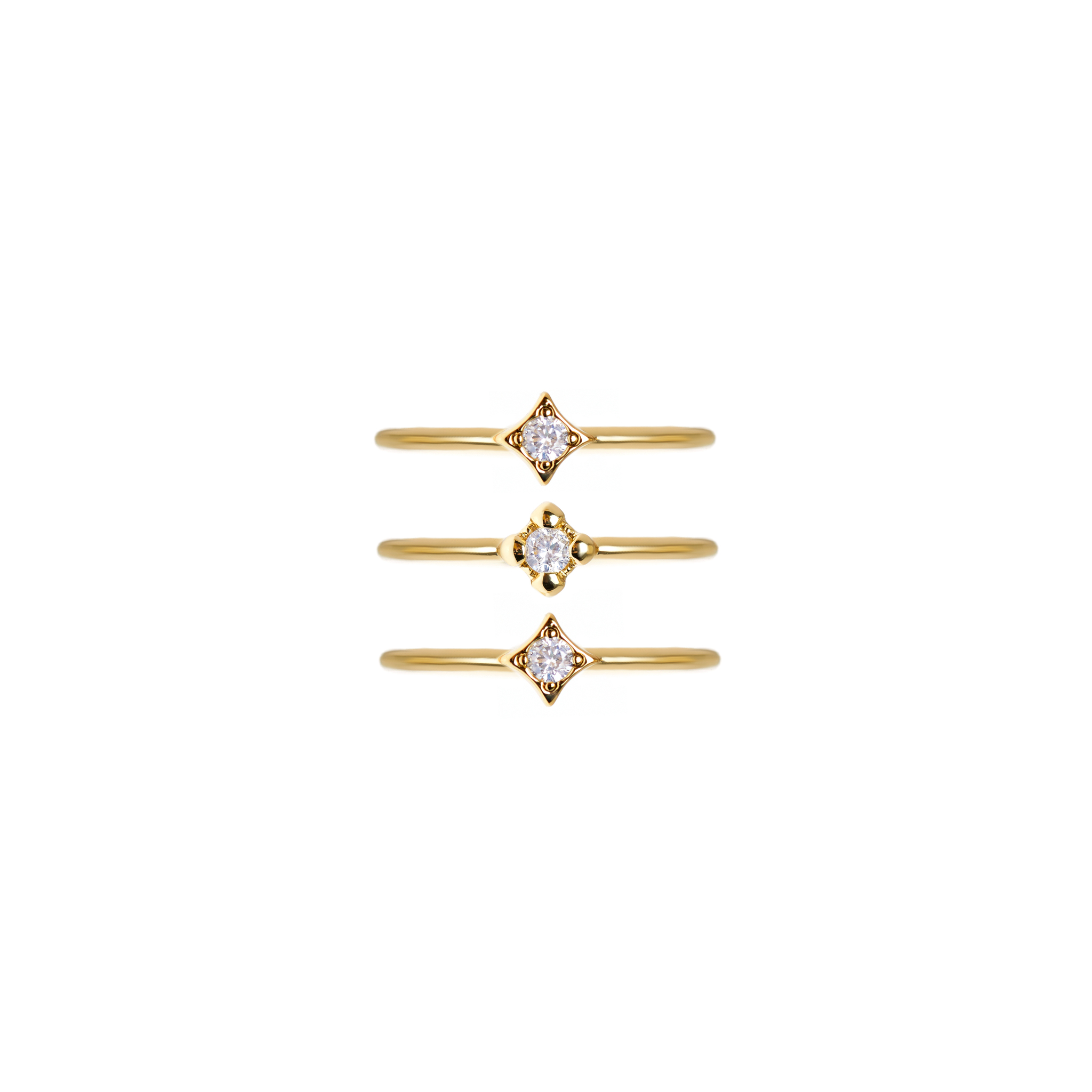 Bezel Charm Ring Set - Gold