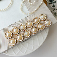 Кабошон с жемчугом, 18 мм, пластиковый, набор 12 шт.