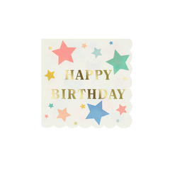 Салфетки маленькие звёздные "Happy Birthday" 16 шт.