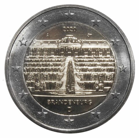 2 евро Германия - Дворец Сан-Суси в Потсдаме. (Двор А). 2020 год