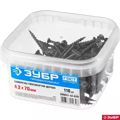 ЗУБР СГД, 70 х 4.2 мм, фосфатированное покрытие, 110 шт, саморез гипсокартон-дерево, Профессионал (300031-42-070)