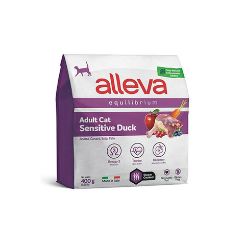 Сухой корм Alleva Equilibrium Sensitive с уткой  для  кошек, 400 г (Аллева)