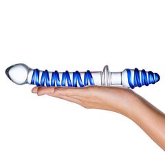 Двусторонний фаллоимитатор с анальной пробкой Mr. Swirly Dildo & Butt Plug - 25 см. - 