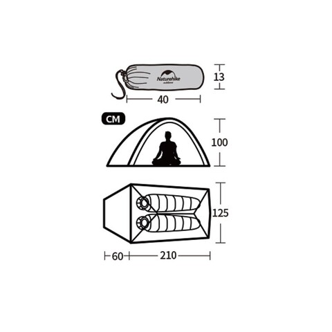 Палатка туристическая Naturehike Cloud UP 2 20D со снеговой юбкой