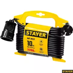 Удлинитель на рамке ?MF 207?, 10 м, 2200 Вт, 1 гнездо, ПВС 2х0,75 мм2, STAYER