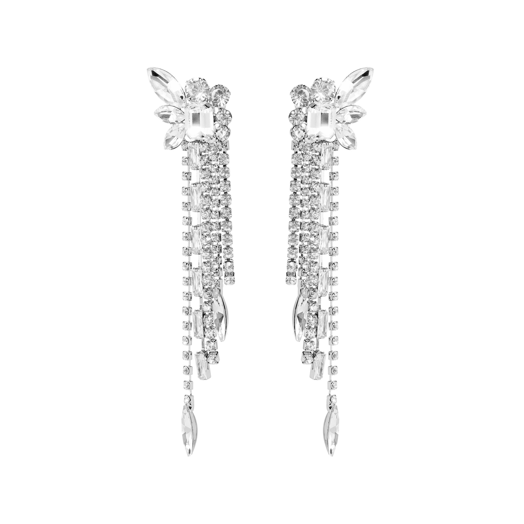 

Серьги Silver Mirrored Earrings With Lots Of Crystals