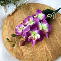 Орхидея декоративная мини, искусственная, сиреневая, ветка 30 см, 1 шт.