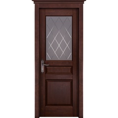 Межкомнатная дверь Гармония массив ольхи махагон со стеклом
