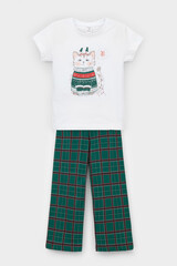 пижама  для девочки  К 1640/белая лилия,шотландская клетка