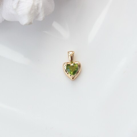 Подвеска Сердце с зелёным фианитом, 12*8 мм, позолота, П305