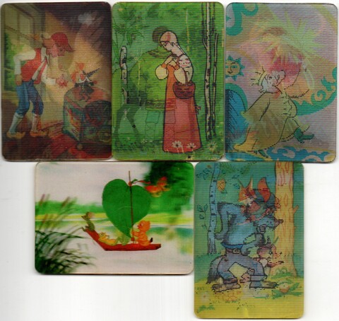 № 123 Набор из 5 переливных (стерео) Календариков . Мультфильмы СССР 1980 год.