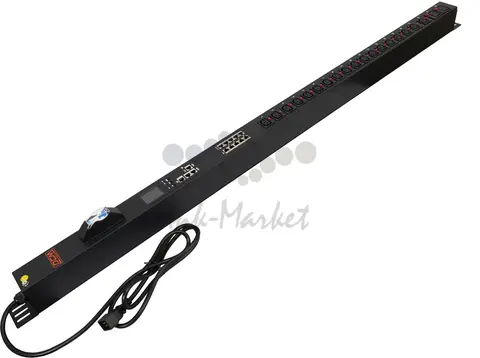 Блок распределения питания Powercom PDU-16AVMS20-18C13-2C19 18*C13+2*C19, 16A, 1,5U (1968234)