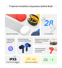 Беспроводные наушники Realme Buds T100, белый