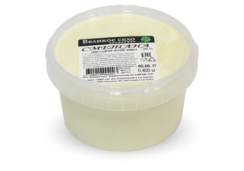 Сметана 20% "Великое село", 400мл