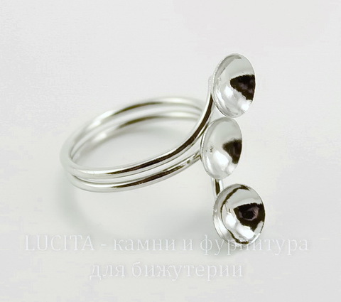 Основа для кольца с 3 площадками 8 мм (цвет - платина) ()