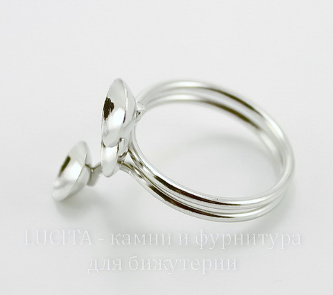Основа для кольца с 3 площадками 8 мм (цвет - платина) ()