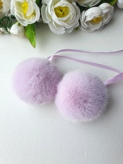 Eco-fur pompoms, 5 cm, color Sundae, 2 pieces