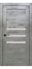 Межкомнатная дверь Велюкс 2 Ясень сноу / Цвет Бетон светлый / Остекление "Гранит прозрачный" / Двери Верда