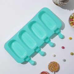 Форма для леденцов и мороженого, 4 ячейки  25,8х14,5х2,5 см 