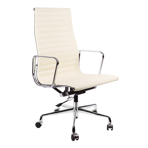 Кресло Eames Style HB Ribbed EA 119 кремовая кожа