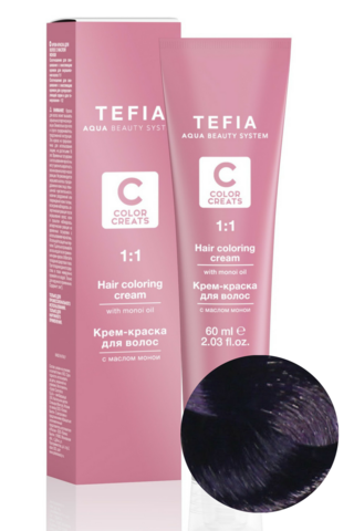 Крем-краска для волос 4,7 брюнет фиолетовый Color Creats Tefia, 60 мл