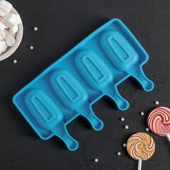 Форма для леденцов и мороженого, 4 ячейки  25,8х14,5х2,5 см 