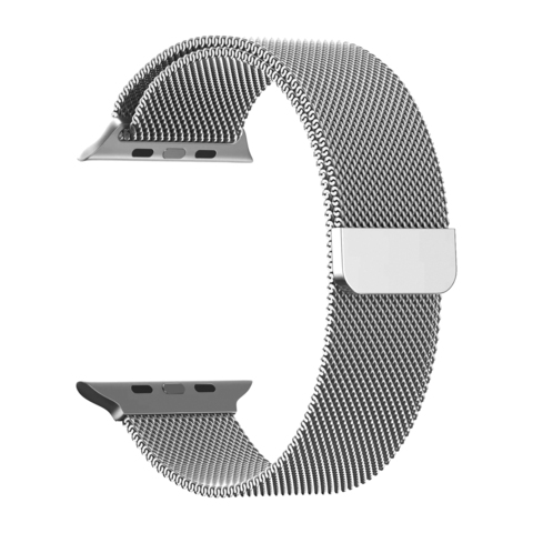 Металлический ремешок Миланская петля Milanese loop 42 мм / 44 мм / 45 мм / 49 мм для Apple Watch (Серебристый)