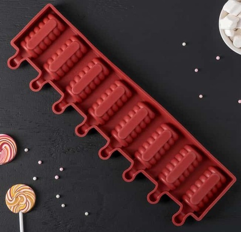 Форма для леденцов и мороженого, 8 ячеек, 39х11,5х2,5 см 