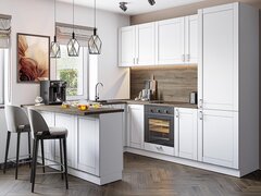 Угловая модульная кухня Лофт-06 White Silk - Белый 2140*1500/2300/2600*600