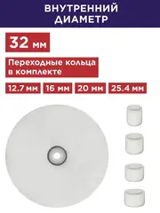 Диск абразивный для точила ПУЛЬСАР 200 х 32 х 20 мм F 36 белый (Al2O3) + кольца переходные (908-375 )