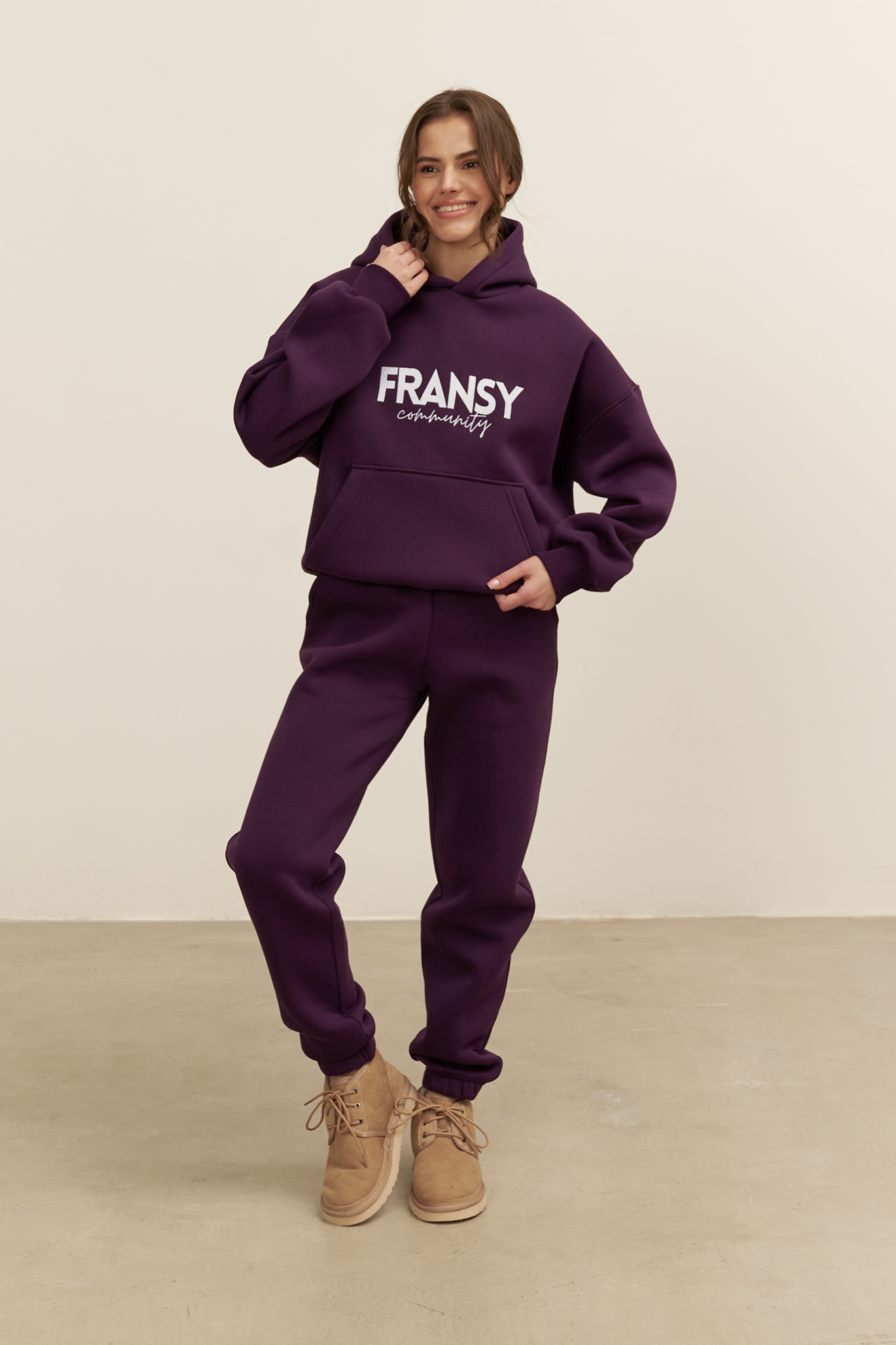Худи 02 FRANSY COMMUNITY, с начесом, темно-фиолетовое