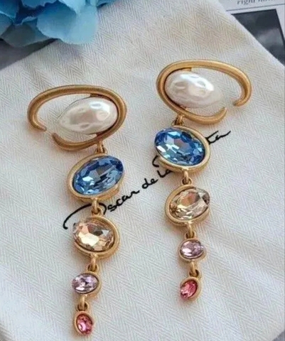 Серьги длинные OSCAR DE LA RENTA с подвесками