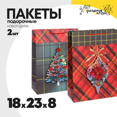 
          пакет 18 х 23 х 8 подарочный 2шт новогодний (зеленый, красный)