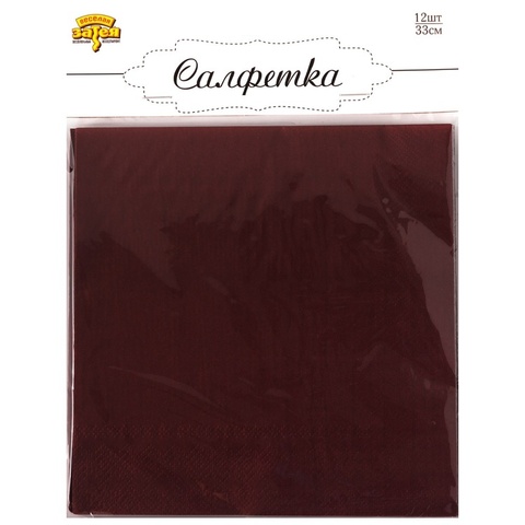 Салфетки однотонные, Бордовый, 33 см, 12 шт.