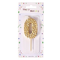 
          Свеча для торта Alingar, 5-6 см, на пике, "Цифра 0", цвет золото, блистер с европодвесом